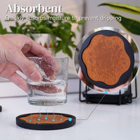 Absorbant 8 Pcs Rond Carré Dessous De Verre avec Support et 8 Pcs Extra Feutre Insert Silicone Base Sous-verres pour Table Basse