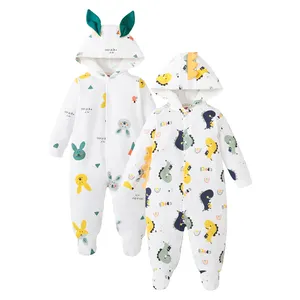 तटस्थ बच्चे को कपड़े Romper बटन टांगों स्लीपर कपड़े डायनासोर खरगोश बच्चे कपास पजामा बुना हुआ Romper बच्चे