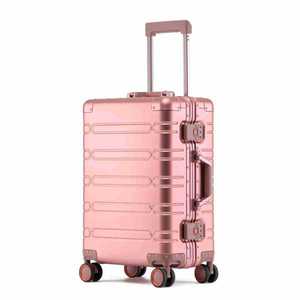 All Aluminum Trolley Case 20 24 29 Inch Metal Suitcase <b>With</b> <b>Lock</b> Spinner <b>Wheels</b> For Business Travel Men Rose Gold - Product Image 1