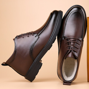 Zapatos informales de negocios para hombre, color negro, suela gruesa, forro polar, zapatos de cuero cálidos para invierno, talla para adultos 9022 - Product Image 2