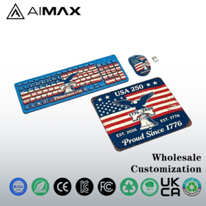 Set de Teclado y Ratón Inalámbricos para Juegos, Edición 250 Aniversario de EE. UU., Retroiluminación LED, Resistente al Agua, con Alfombrilla, Tecnología 2.4GHz, 6400 DPI - Product Image 1