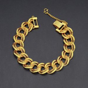 กำไลข้อมือทอง 24K ชุบทองเหลืองทองแดง ดีไซน์ฮิปฮอปแบบ Cuban Link ประดับเพชรซิคอนสุดฮิต ราคาขายส่ง - Product Image 5