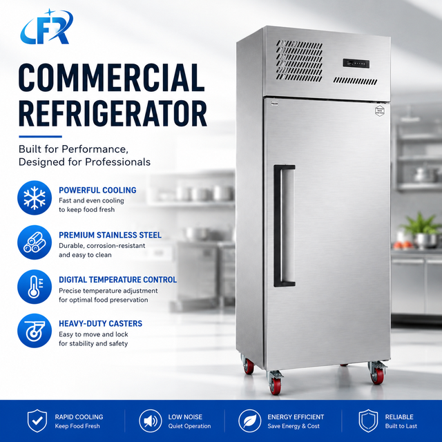 Commercial 1 Door Stainless Steel Upright Refrigerator - Single Door Reach-In Fridge for Restaurant & Kitchen