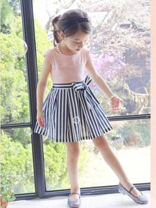 Ropa Infantil al por Mayor, Vestido de Fiesta a Rayas de Manga Corta con Lazo, de Algodón para Niñas Bebés, de Proveedor Chino - Product Image 2