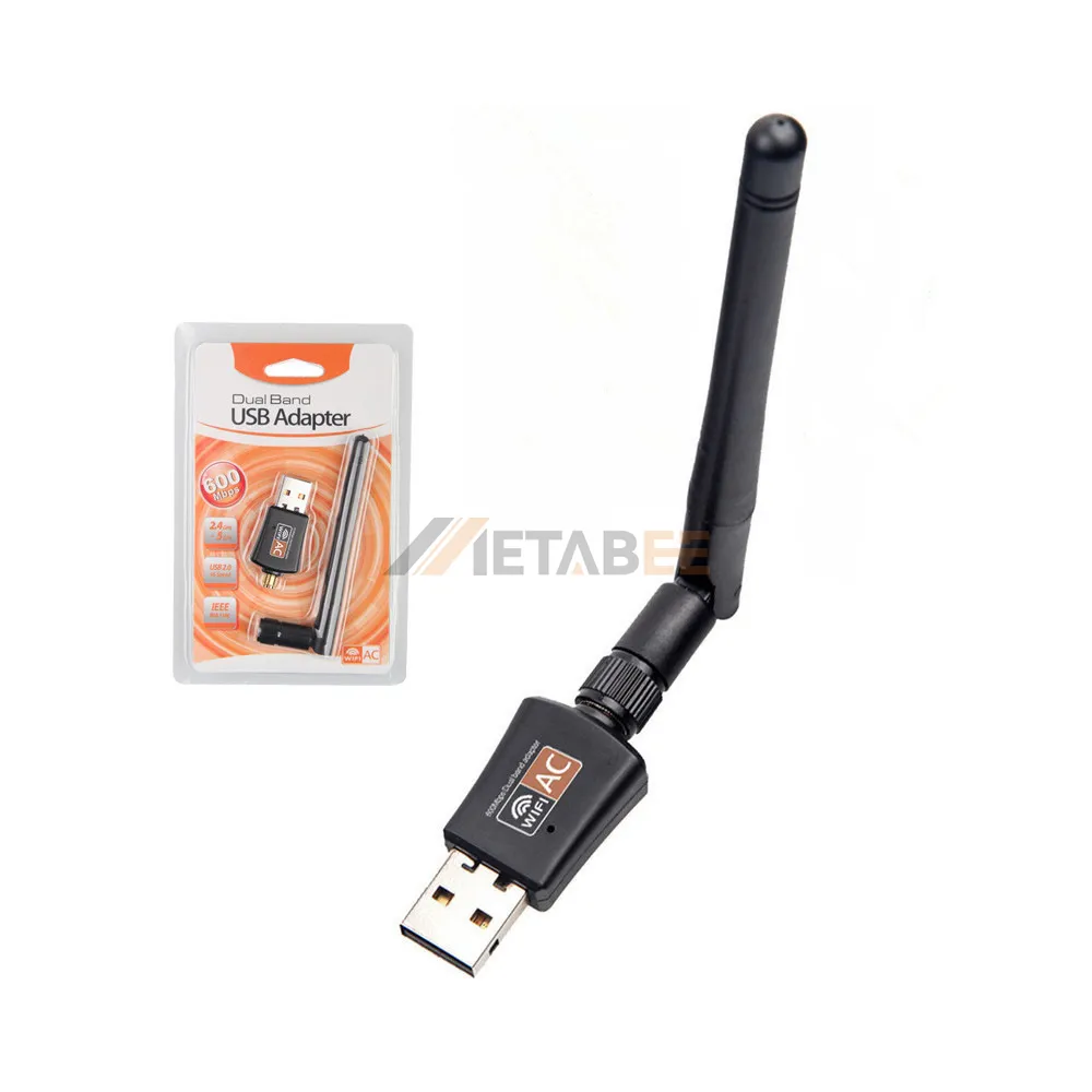 600Mbps 600 Mbps USB WiFi Receiver Realtek PC Wireless Network Card Adapter for 2.4GHz 5GHz 5.8GHz High Gain Dual Band Antenna