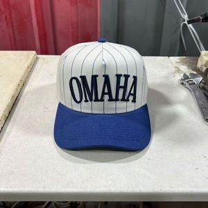 Sombrero de béisbol a rayas Vintage de 5 paneles de alta calidad personalizado 3D bordado <span class=keywords><strong>OMAHA</strong></span> gorras de camionero azul marino Unisex moda 2 tonos Snapback - Product Image 2
