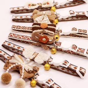 Collier de luxe élégant en polyester couleur café pour animaux de compagnie avec boucle de sécurité anti-étouffement, plusieurs styles pour chats et chiens - Product Image 2