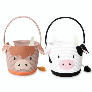 Precio de fábrica Día DE LOS NIÑOS Fiesta de cumpleaños Festival de Navidad Decoración Adornos con animales lindos Cesta de almacenamiento de cuerda de algodón - Product Image 2