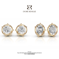 Boucles d'oreilles en moissanite ronde et ovale 2 carats D VVS1, sans nickel, en argent sterling 925 plaqué or 18 carats, bijoux fins pour femmes