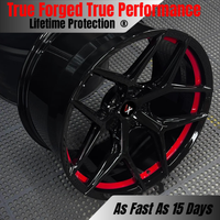 Jantes forgées VeroX 1 pièce, noir brillant avec accent intérieur rouge, jantes en alliage pour BMW Mercedes Benz Audi Porsche Tesla Lexus