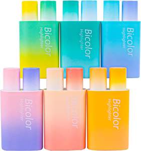 Bonitos bolígrafos Resaltadores 2 en 1, bolígrafos Resaltadores de 12 colores, punta de cincel, rotuladores Resaltadores estéticos <span class=keywords><strong>bicolor</strong></span> para estudiantes - Product Image 1