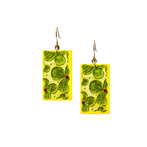 Orecchini Dipinti PENDIENTE Design Cactus Giallo Rettangolare Gioielli di Moda 12 Pezzi - Product Image 1