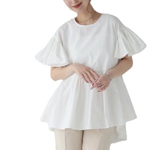 Blus Wanita Gaya Baru Korea Jepang, Model Longgar, Lengan Ruffle, Kerah Bulat, Atasan Musim Panas, 4 Warna, OEM, Promo - Product Image 5