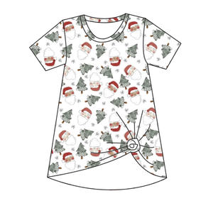 Nuovi Arrivi Abbigliamento Boutique per Bambini Vestito T-shirt a <span class=keywords><strong>Maniche</strong></span> Corte in Bambù con Stampa Natalizia Scatola a Sorpresa - Product Image 3