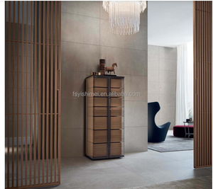 Vitrina de Pared Modular de Lujo Moderno y Minimalista, Personalizada, de Metal y Vidrio, con Puerta de Acero y Luz LED para Sala de Estar - Product Image 5