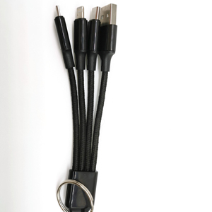 13 CM tejido 2A corto portátil 3 en 1 <span class=keywords><strong>Cable</strong></span> <span class=keywords><strong>de</strong></span> carga USB <span class=keywords><strong>Cable</strong></span> <span class=keywords><strong>de</strong></span> 8pinmicro tipo c USB2.0 con llavero <span class=keywords><strong>de</strong></span> Banco <span class=keywords><strong>de</strong></span> <span class=keywords><strong>la</strong></span> energía - Product Image 1