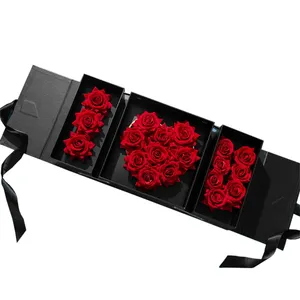 मदर्स डे लक्ज़री रेक्टेंगल फोल्डेबल गिफ्ट बॉक्स फूलों की पैकेजिंग के लिए उत्तम कार्डबोर्ड आई लव यू फ्लावर बॉक्स वेलेंटाइन बॉक्स