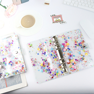 A5 A6 Refillable Tạp Chí Du Lịch Binder Cover Quicksand PVC Máy Tính Xách Tay Vỏ Với Nút Snap Đóng 6 Vòng Vỏ Rời - Product Image 5