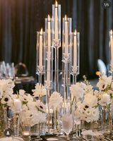 Décoration de mariage, chandeliers en acrylique faits à la main, chandeliers en cristal personnalisés, ornements de table fleuris, Chine
