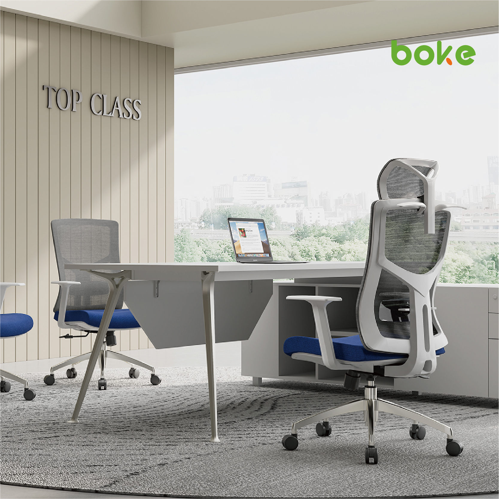 Modern High Back Swivel Office Chair with Lumbar Support Wholesale Adjustable Net Staff Mesh Ergonomic