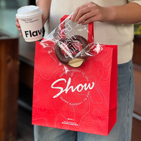 Sac d'emballage personnalisé pour boulangerie, croissants, pain, café, boissons, aliments à emporter, sac en papier kraft avec poignées