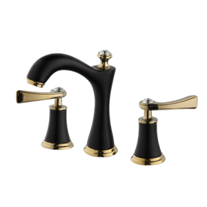 JIENI moderno nero rubinetto del <span class=keywords><strong>bagno</strong></span> 3 pezzi diffuso 8 \ "rubinetto del bacino a doppia maniglia cascata lavandino 3 fori miscelatore <span class=keywords><strong>rubinetti</strong></span> valvola ceramica - Product Image 2