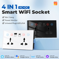 Tuya WiFi enchufe Universal Smart Home USB + tipo C UE EE. UU. Reino Unido enchufe Control remoto temporizador Monitor de alimentación Interruptor táctil de pared trabajo Google