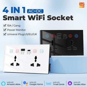 Tuya Wifi phổ ổ cắm nhà thông minh USB + Loại C EU chúng tôi Anh cắm điều khiển từ xa hẹn giờ điện màn hình tường cảm ứng chuyển đổi làm việc Google - Product Image 2