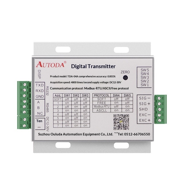 Ouluda TDA-04A/B/C Weight Transmitter RS485 Sensor Conversion Digital Signal Amplifier 232 Module Customizable Aluminum