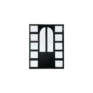 Custom Modern Light Luxury Wrought Iron French Glass Door Finished Steel Entry Application Rolling Pull Private Graphic Design