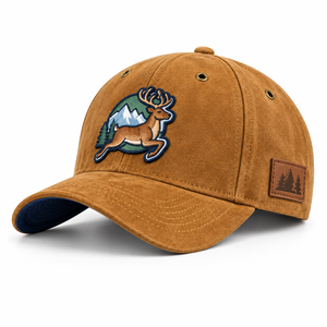 Casquette de baseball sportive en gros à visière incurvée 5/6 panneaux, en tissu suédé et coton, avec logo personnalisé brodé ou patch en cuir - Product Image 3