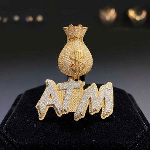 Colgante de Bolsa de Dinero ATM, Chapado en Plata, con Moissanita, Estilo Hiphop, Amuleto Unisex, Joyería de Regalo para Fiestas y Ocasiones Religiosas Hindúes - Product Image 3