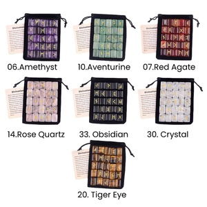 Ensemble de pierres runiques en cristal naturel, 25 pièces, pierres runiques gravées Elder Futhark, pierres de chakra avec pochette en velours, livre guide, cadeau de <span class=keywords><strong>sorcellerie</strong></span> - Product Image 6