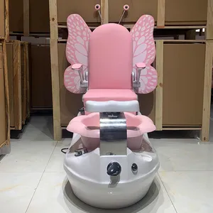 Hot Pink Modern Butterfly Whirlpool Sink Manicure Spa Pedicure Chair With Jet For Kids