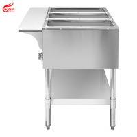 Pemanas Makanan Bain Marie Gas 3 Pan Stainless Steel Dengan Papan dan Rak Bawah, Peralatan Dapur Restoran Bersertifikasi ETL GBM-3