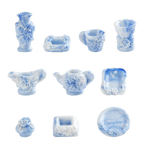 Lanshuo Resin Blue And White Porcelain <b>Tea</b> <b>Set</b> Miniature 3D Model For Home Decor And DIY Crafting - Product Image 2