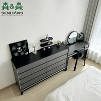 Console moderne minimaliste en bois noir avec miroir tactile LED et rangement, design avec housse amovible pour salon, bureau à domicile, appartement