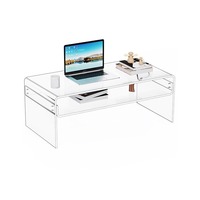 Mesa Rectangular Transparente Personalizada con Estante Abierto, Mesa de Centro Acrílica para Sala de Estar, Escritorio para Computadora, Decoración de Estilo Moderno