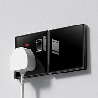Interrupteur et prise multifonction universels TEP L8 à 5 broches avec cadre en verre, 2 USB, 10A/20A, pour maison, hôtel, PC