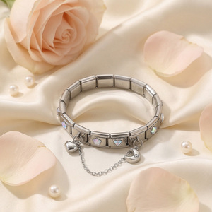 Stainless Steel Modular Bracelet Set Star Heart Crystal Charms DIY Jewelry Unisex Everyday Wear - Product Image 4