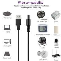 Set Kabel Pengisi Daya USB 8 Kepala dengan Konektor Lubang Bulat DC untuk Timbangan Elektronik, Senter, Kipas Mini - Kabel Daya 1 Meter
