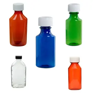 Groothandel 2/4/6/8/10/12 Oz Kind Slip Plastic Amber Vloeibare Orale Flessen