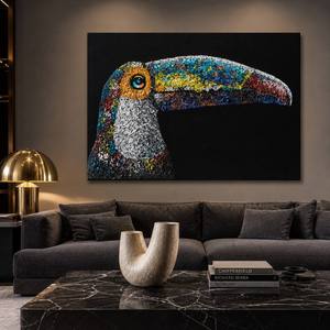 <span class=keywords><strong>Dipinto</strong></span> Decorativo di Lusso di Grandi Dimensioni, Pappagallo 3D con Texture Spessa, <span class=keywords><strong>Dipinto</strong></span> a Olio 100% Fatto a Mano, Incorniciato per Hotel, Gallerie e Uffici - Product Image 1