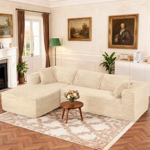 Sofa Modular Sectional dengan Dudukan Dalam yang Nyaman, Sofa L-Shape Berlapis Kain Cloud dengan Lengan Lebar, Kain Corduroy, Busa Kepadatan Tinggi, <span class=keywords><strong>Chaise</strong></span> <span class=keywords><strong>Lounge</strong></span> - Product Image 1