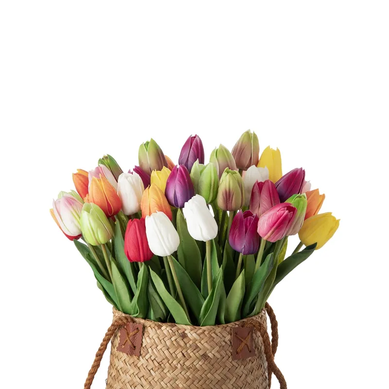Handmade PU Tulips Artificial Real Touch Wedding Flower Mini Tulip For Home Decor