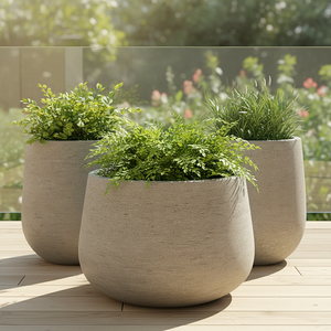 Vaso in Fibra di Vetro dal Design Classico Europeo, Ecologico, per Interni/Esterni, Fioriera Rotonda in Arenaria per Giardino e Hotel - Product Image 1
