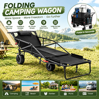 Chaise de camping pliable 2 en 1, chariot convertible inclinable robuste 150 kg, tissu Oxford 600D pour l'extérieur