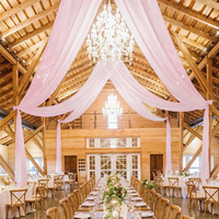 Rideaux de plafond en mousseline rouge pour événements de mariage, draperies de fond en polyester pour la décoration de banquets d'hôtel