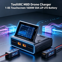 Chargeur de drone ToolkitRC M8D 1-8S à écran tactile 1600W 50A pour batteries LiPo LTO, chargeur intelligent à double canal 65W Type-C USB-C