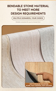 Panneau mural en pierre flexible à texture fluide, travertin, couleur et taille personnalisées, pour façade intérieure et extérieure, fourni par l'usine - Product Image 3